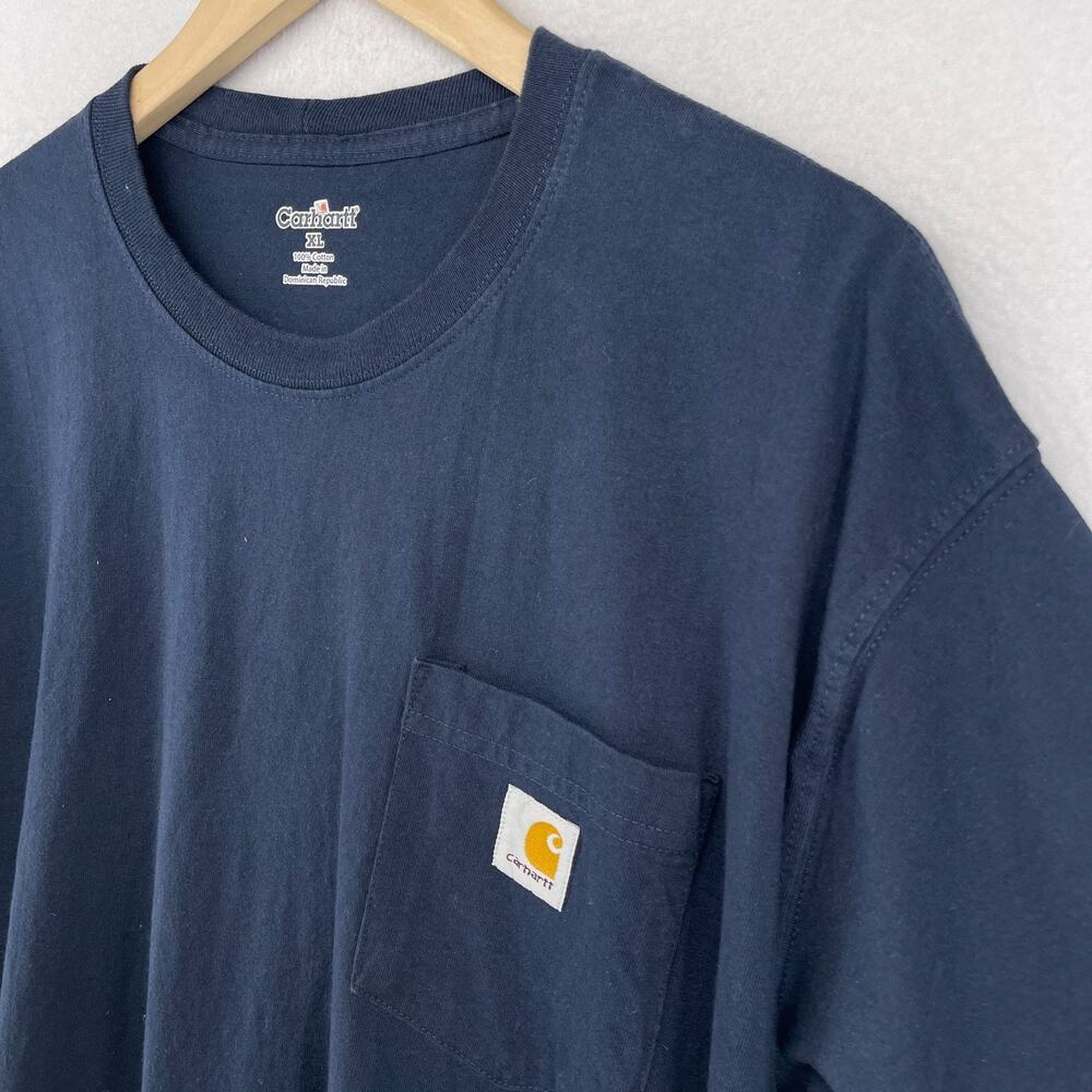 CARHARTT Shirt Mens XL Iconic K87 Pocket Tee Workwear Short Sleeve Cotton Blue